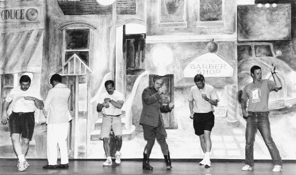 Sweet dance moves by the male cast members in the skit ‘Temperance Blues,’ from Spats and Spangles in 1994.