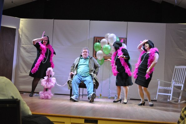 Sandy Brien, Amy Zirpolo, Debra Naylor, Mike Palmieri and Fifi (that’s the hot pink poodle, we presume) performed ‘Button Up Your Overcoat.’