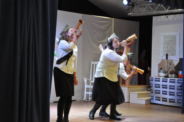 Tracy Biron, Rose Bornival and Cathy Litchfield get into their performance of Boogie Woogie Bugle Boys.