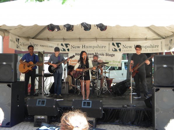 Occasional Piracy, a band made up of students at Parker Academy, performs in Bicentennial Square. Band members include guitarist and lead singer Talia Grodman, bassist Jack Kretovic, guitarist and pianist Tyler Lawrence, guitarist Logan Guilbert-Neal, drummer and vocalist Hunter Bolduc, and ukulele player and vocalist Alexis Ramsey.