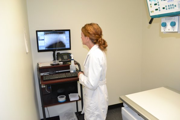 Deb Kelloway, medical director and owner of AVC Concord, checks out an X-ray in her x-ray room. We’re not sure what is on the screen, but we’re guessing it’s either a leg, back or some other animal body part that Kelloway is just discovering.