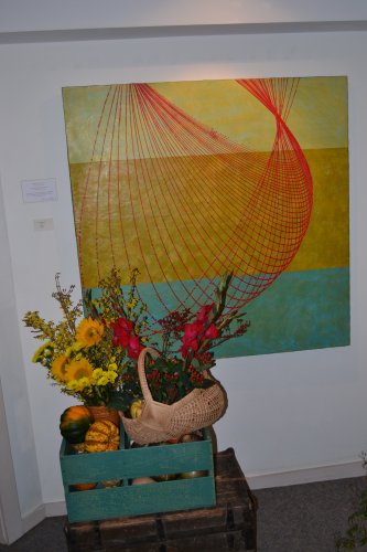 Drishti, Kim Bernard, Floral arrangement by Millie LaFontaine.