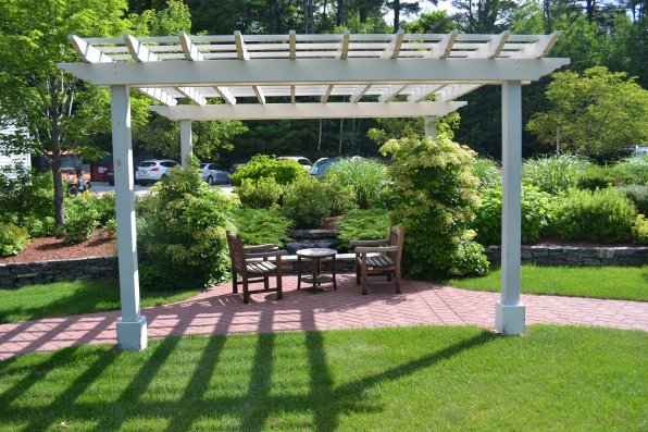 The garden area at the Concord Regional VNA Hospice House is a great place for families and patients to sit and enjoy some fresh air. There’s also a nifty little waterfall.