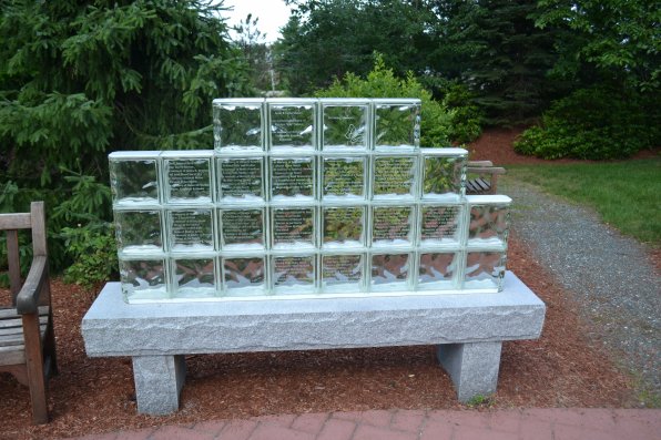 Memorial glass bricks created through donations.