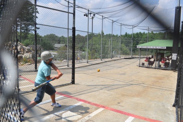 Michael O’Brien takes some hacks in the batting cages.