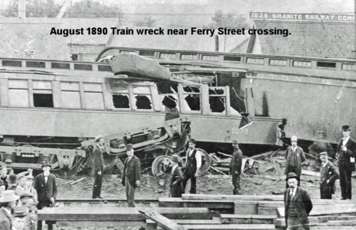 We’re all for bringing train travel back to Concord, but only if that stuff works. Looks like this go-round in August 1890 wasn’t so hot. This photo of a train wreck near Ferry Street crossing comes to us from reader Earl Burroughs, and features several bystanders looking not particularly surprised or worried that anything went wrong. And also looking super dapper in vests and coats and awesome hats.