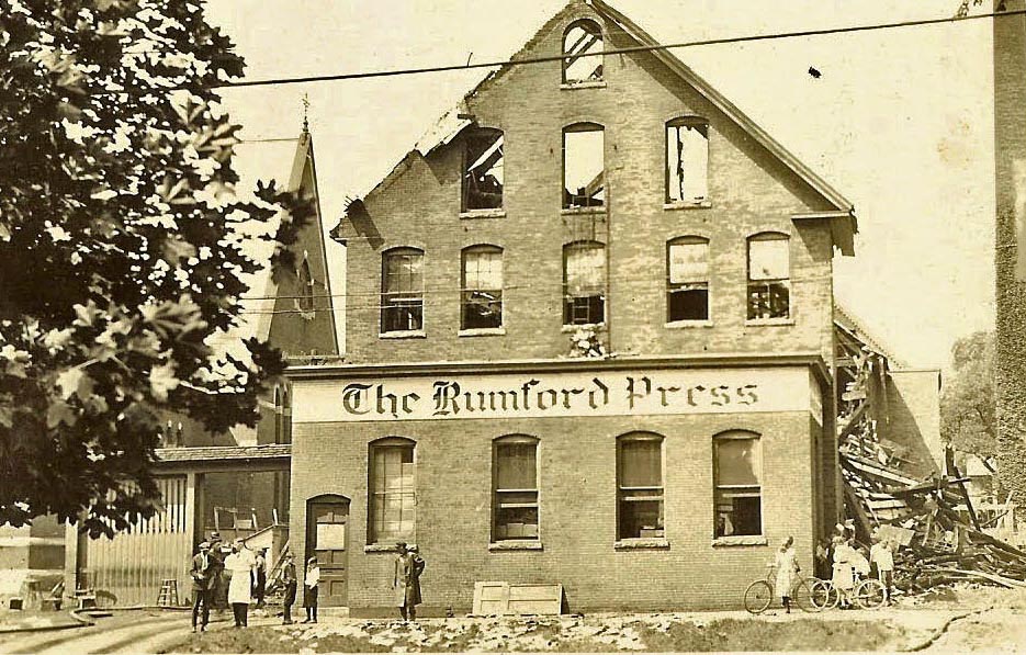 Lending credence to the notion that each week’s copy of the Insider is truly on fire, it turns out paper is flammable. At least we’re presuming that’s what caused this fire at the Rumford Press on North Main Street on June 23, 1921. Of course, it could have been an electric fire started when all the employees’ laptop batteries got too hot, but we’d only be speculating on that one.