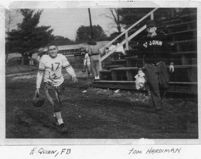 This week’s classic Concord photo comes to us from Jim Boyle and features former Concord mayor Herb Quinn, back when he was future Concord mayor Herb Quinn (confused yet?) That’s Quinn on the left following a St. John’s gridiron battle, flanked by celebrated local coach Tom Hardiman.