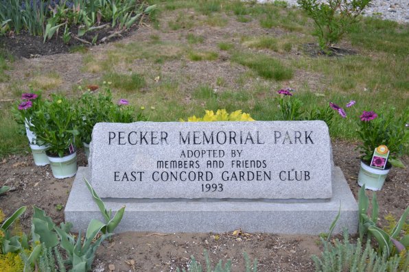 A granite memorial so everyone knows who takes good care of Pecker Memorial Park on Mountain Road.