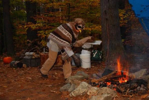 Safety first when building a rip roaring fire in the woods.