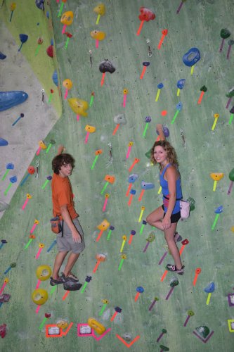Grant Dreffer and Chloe LaBerge are such good climbers they can stop for a one handed photo op.