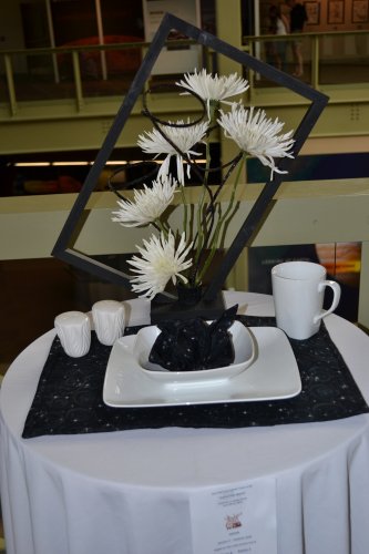 Bow Garden Club’s Joyce Kimball won first place for this super nova-esque display.