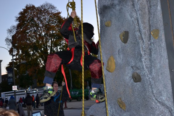Despite his amazing ninja skills, Isaiah Pepin, 8, was no match for the climbing wall.