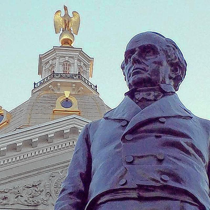 Instagram user @druzba seems to have caught Danny Webster deep in thought, but upon closer inspection, it’s just the statue of the famous New Hampshirite in front of the State House you see. - 
