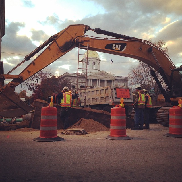 Well, it’s a real thing now, readers – Main Street Construction. This photo from Instagram user @iangoesoutside includes elements we didn’t see in the millions of proposals that went through the city planners, like the artisinal crane arc installed over the State House and the stepladder leading straight to the dome. By the way, we want to see your Instagram photos, too – just tag us with #concordinsider.