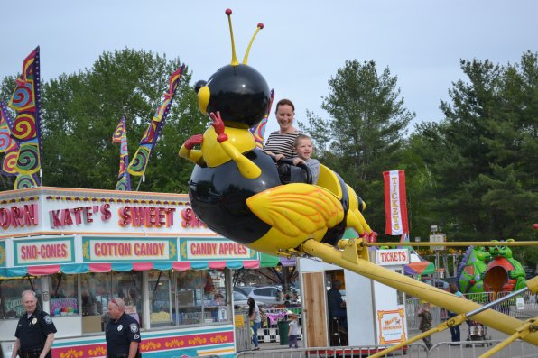 Krista and Gavin Robichaud take a spin in a bumble bee.