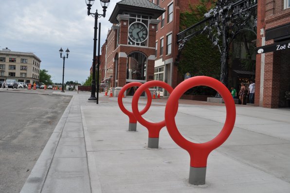 <strong>3. Bike racks with style</strong></p><p>These bike racks are pretty rad. And red. We’ve already seen several of them up getting plenty of use up and down Main Street, so the people dig ‘em. We know we’ll be parking the official Insider Schwinn there when we roll downtown.