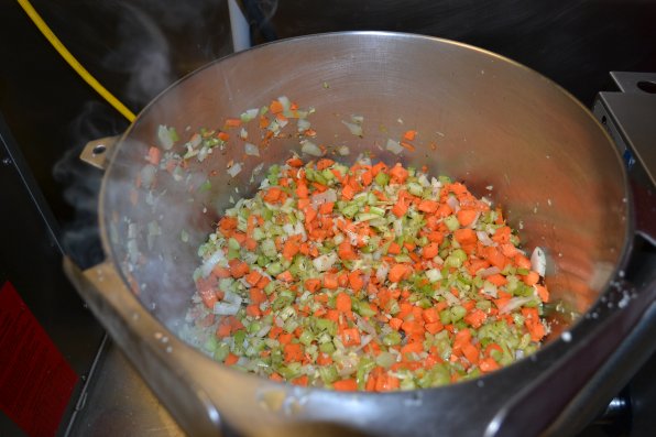 Just look at that mirepoix slowly cooking down in the Co-op kettle.