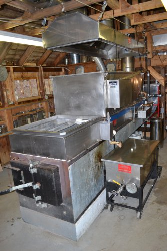 The evaporation and boiling setup that leads to all that delicious syrup.