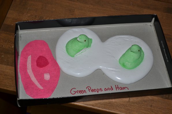 Green Peeps and Ham.
