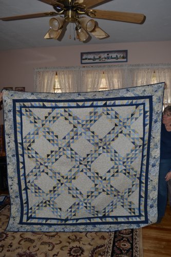 This is the quilt awarded to the first prize winner at this weekend’s biannual quilt show. And you should see what it looks like in color.