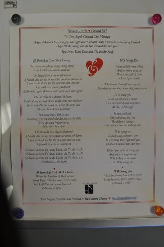 A copy of the card Aspell received, complete with lyrics!