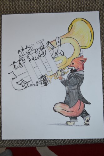A fox playing music.