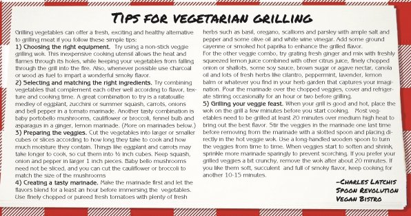 Vegetarian grilling tips from Spoon Revolution Vegan Bistro