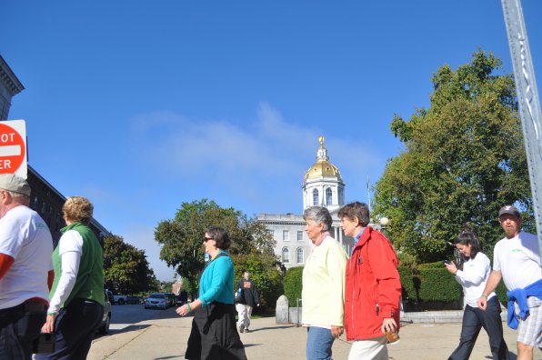 The walk went right by the State House, leading to this quintessential downtown walking photo.