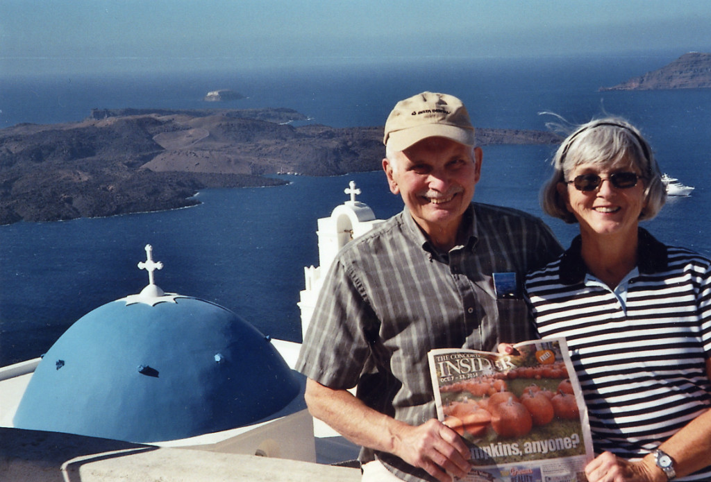 Nope, that’s not the Merrimack River Linda Kenison and Brad Mark are posing in front of – it’s a scene from the Greek island of Santorini when the duo visited in October with the “Insider.” Uh oh, it looks like a giant has left his blue beanie cap behind just over Brad’s shoulder. Be a dear and swing it by lost and found before you guys head out, will you? To everyone else – send your travel photos with the "Insider" to news@theconcordinsider.com!