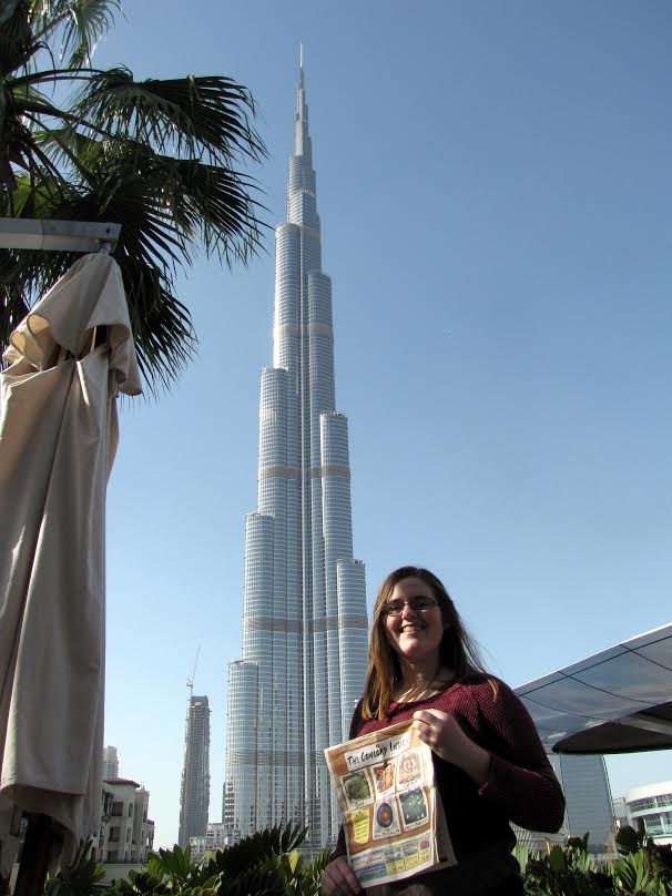 Faithful reader Julia Gunnison, a student at Johns Hopkins University, recently spent the holidays in the United Arab Emirates. Here she is in front of the world’s tallest building, the Burj Khalifa in Dubai. How tall is it? Taller than two stacks of Insiders, at least. And, judging by the picture, approximately twice as tall as Julia. We want to see your travel photos with the Insider, too! Email them to news@theconcordinsider.com.