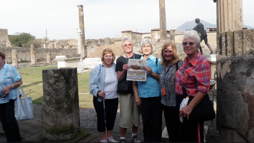 Here we have Kathie Uber, Ginny Mierins, Linda Kenison, Sandra Burgess and Kathy Daniels – self-dubbed “Five sisters of 1943” – at Pompeii in Italy. The Insider of 2014 thanks you, ladies! To everyone else, send your travel photos with the Insider to news@theconcordinsider.com.