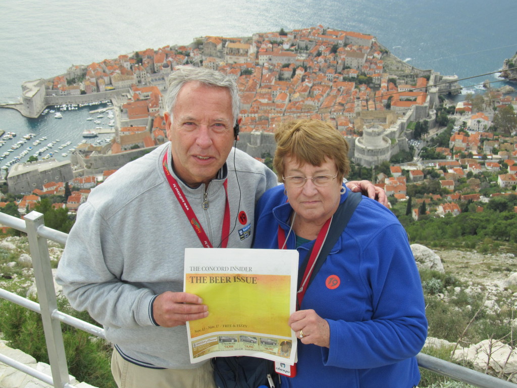 We hope Chris and Jane Pappas didn’t hoof it up there all the way from sea level at the walled city of Old Dubrovnik, Croatia. But we do wish they could have found a more scenic spot to take a picture with the Insider. We mean, really.