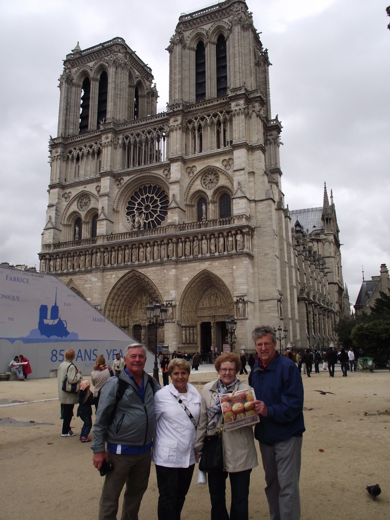 Eugene Cote, Marie Cote, Genevieve LeBrun and George LeBrun took the Insider to Notre Dame Cathedral in Paris. Merci beaucoup!