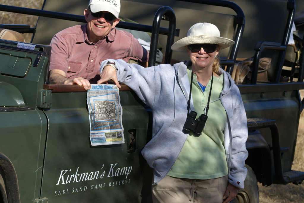 Adding another 14,000 miles to the Insider’s growing travel portfolio.  Jon and Pam Pearse at Sabi Sands Game Reserve, adjacent to Kruger National Park, South Africa.