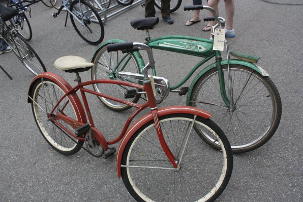 Some vintage Columbia bicycles. Bikes both old and new changed hands at the Bike Swap.