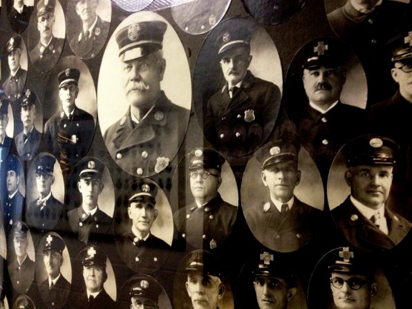 Portraits of Concord firefighters from years past hang in Central Station.