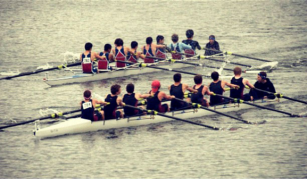 Instagram user @_connormac sent us this shot of a Concord Crew novice team pulling ahead of a boatload of college rowers. Great job, crew!