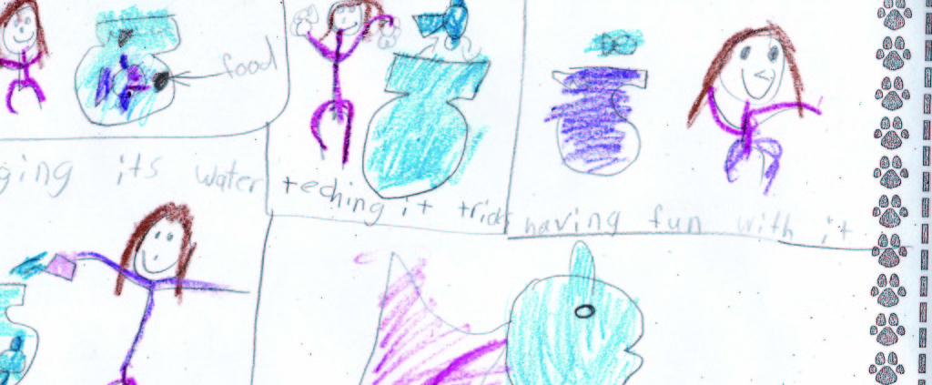 This picture by Molly Mulkerron won the Merrimack County SPCA’s drawing contest in the 5-8 year-old-division, despite her somewhat unrealistic expectations regarding teaching fish to do tricks.