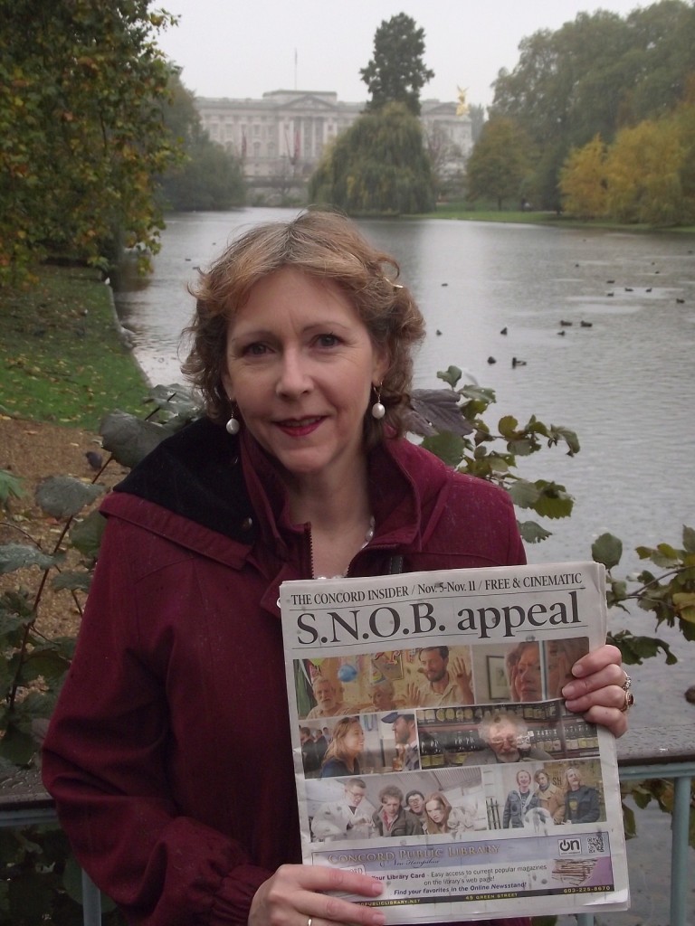 Margaret Porter of Concord in Green Park, London, with Buckingham Palace in background. Would've dropped The Insider on Her Majesty's doorstep, but it was soggy from all the rain!