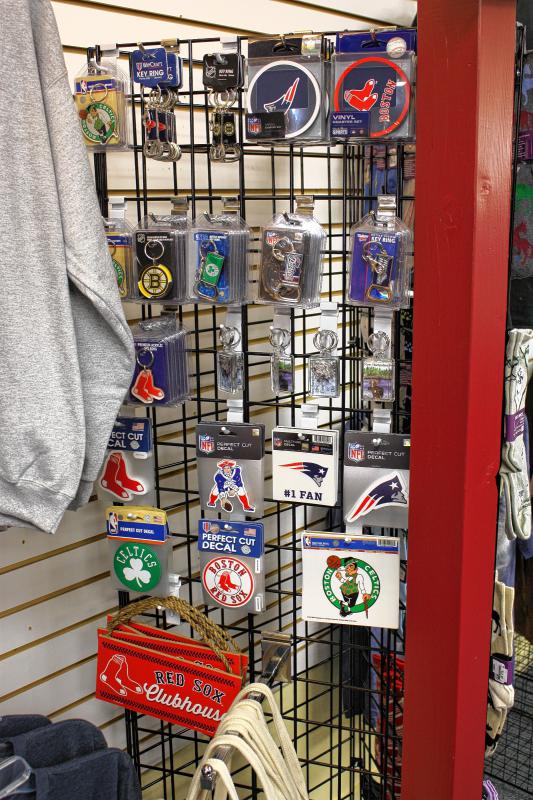 You can't have a store called Marketplace New England without carrying some New England sports swag. All four major pro teams are represented (sorry, Revolution, we said major teams).  (JON BODELL / Insider staff) - 
