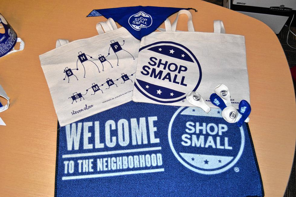 This is just some of the cool-looking swag you could get if you decide to take part in Small Business Saturday. (TIM GOODWIN / Insider staff) -