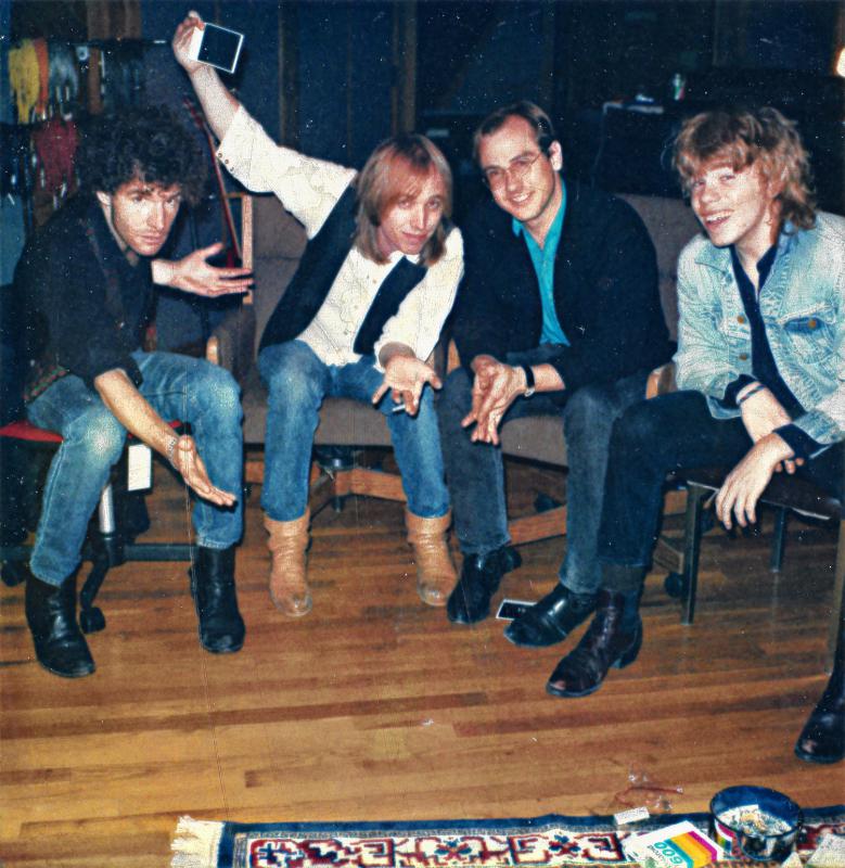 From left: Dan Zanes, Tom Petty, Woody Geissmann and Warren Zanes hang out like rock stars do back in the day. Nice boots, guys! (Courtesy) - 
