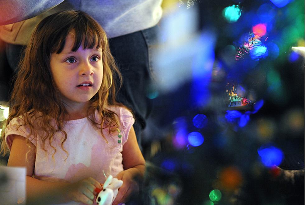On Sunday, November 21, 2010, Arianne Moore looks at a decorated, artificial tree during the Fez-tival of  Trees at the Bektash Shrine Center on Pembroke Road in Concord, NH.  While fully decorated artificial trees filled the main hall of Bektash Shrine Center, kids were also able to visit with Santa while parents could take a look in the craft store. (Bryan Thomas/Monitor Staff) - Bryan Thomas | CONCORD MONITOR
