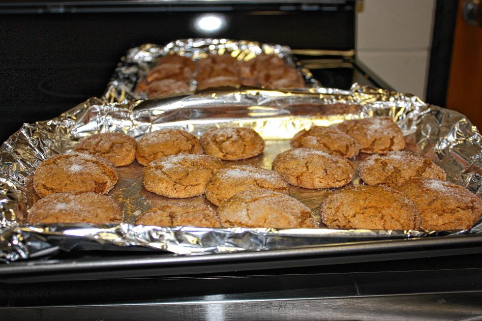 The crackle top molasses cookies look so good with that sugar glistening on top. They smelled pretty good, too. (JON BODELL / Insider staff) - 

