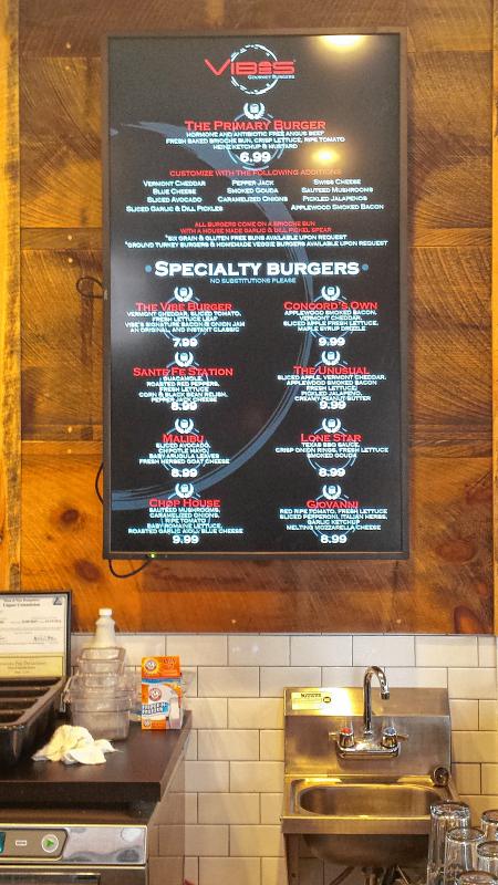 The burger menu at Vibes features all kinds of unique specialty burgers. (TIM GOODWIN / Insider staff) - 
