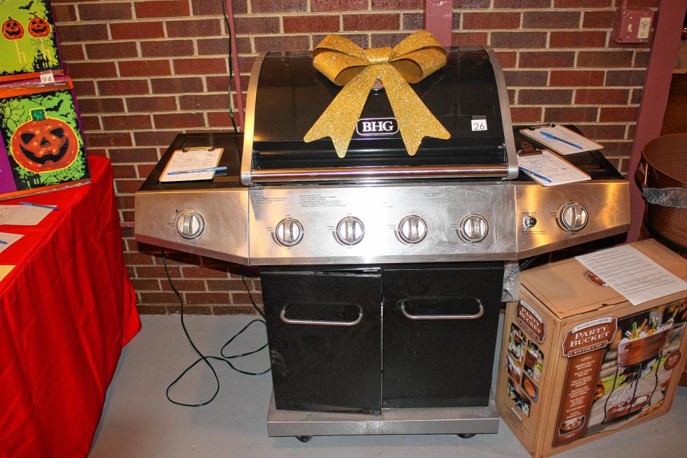 This grill is one of the bigger items available at the silent auction. The silent auction is held in a separate room from the trees. (JON BODELL / Insider staff) - 
