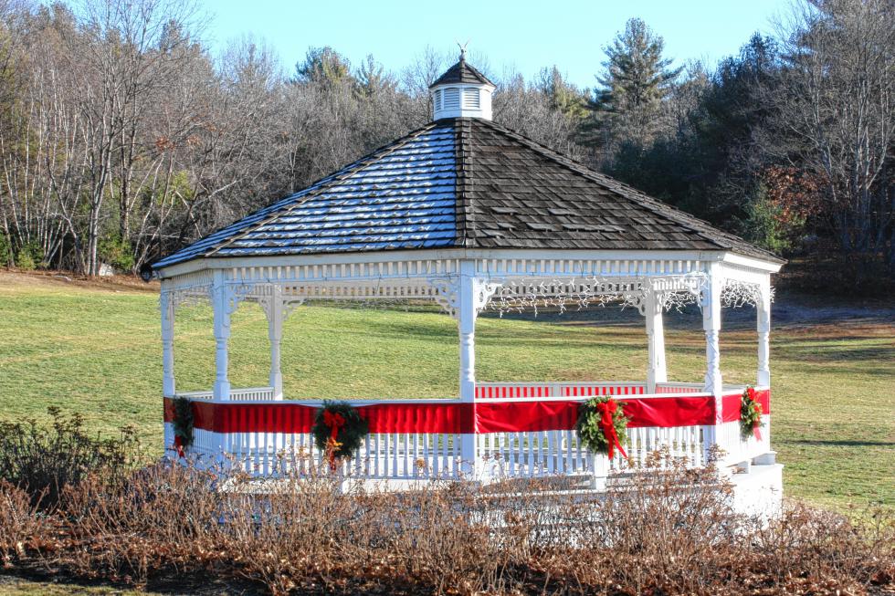 The Bow Garden Club worked their holiday magic on the town gazebo. (JON BODELL / Insider staff) - 
