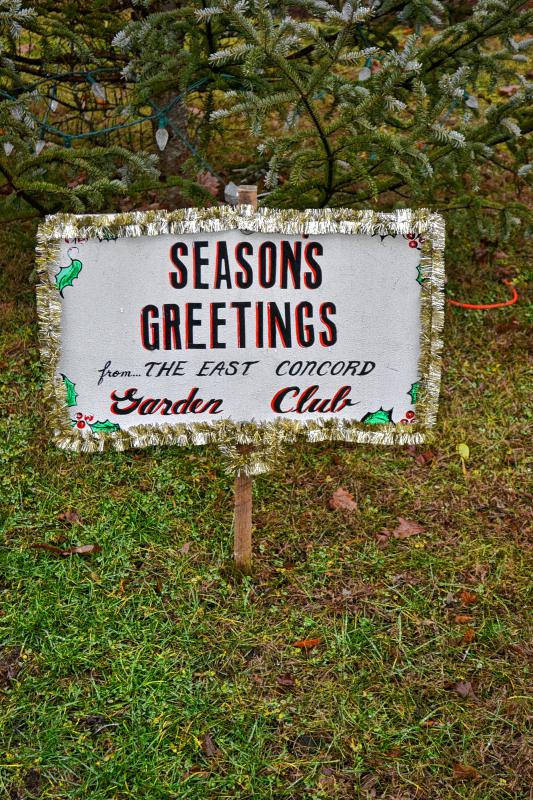 5. It sure is nice for the East Concord Garden Club to spread some holiday cheer from their little corner of the city, which is where this sign stands and they plant all those wonderful flowers each year. - 
