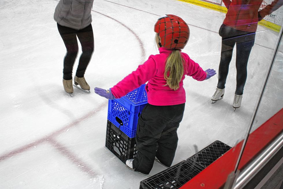Alaina holds out her arms to keep her balance on the ice. Remember, slow and steady wins the race – not that there was an actual race or anything. (JON BODELL / Insider staff) -